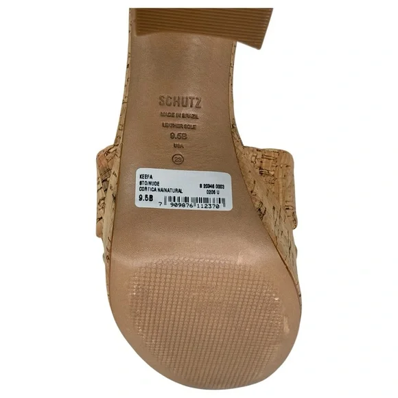Schutz Keefa Tan Cork Womens Platform Heels Size 9.5M - Picture 10 of 16